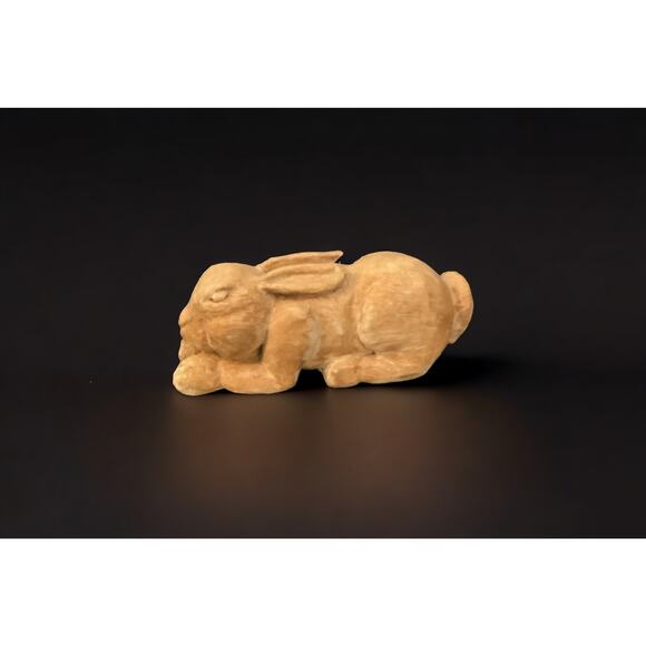 Antique Style Folk Art Bunny Figurine, Home Decor, Handmade Look Pull Rabbit - Picture 4 of 4